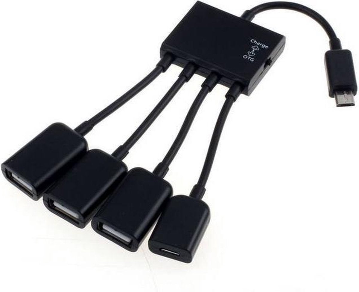 Coretek USB Micro B hub met 3 USB-A + 1 USB Micro B poorten - busgevoed - USB2.0 / zwart - 0