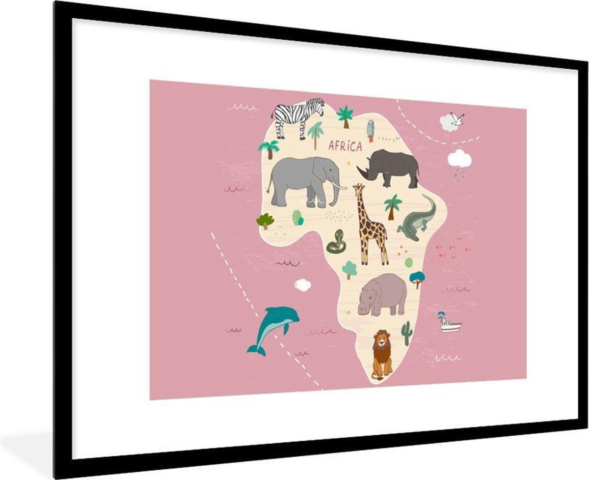 Wereldkaart kinderen - Afrika - Roze