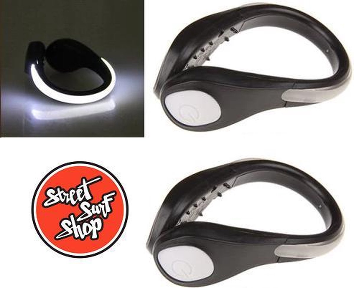 2 stuks LED shoe Clips wit met SSS sticker