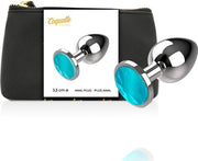 Coquette Anal Plug Metal Blue Color Size M 3.5 X 8cm 
