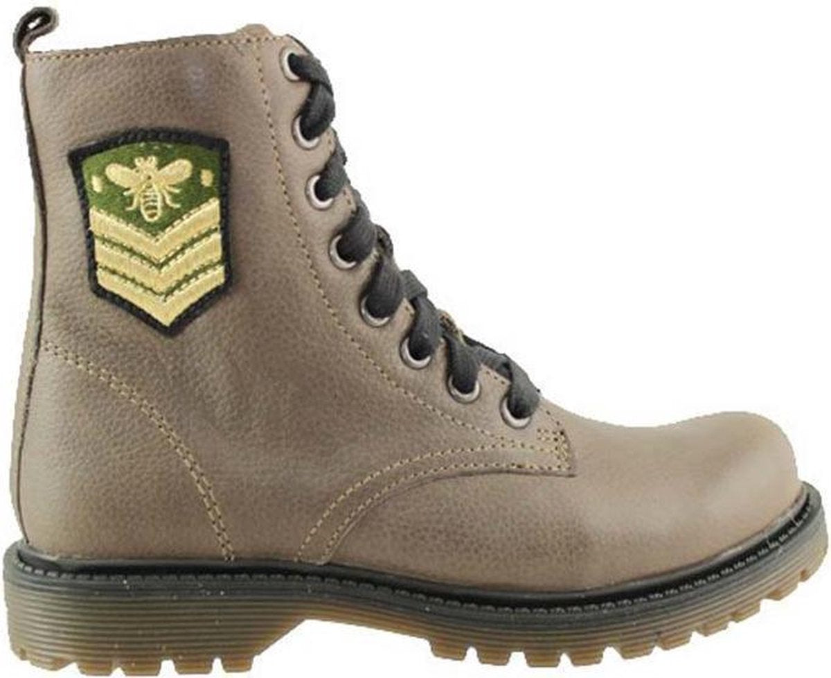 Braqeez 418771-569 Meisjes Biker Boots - Bruin - Leer - Veters