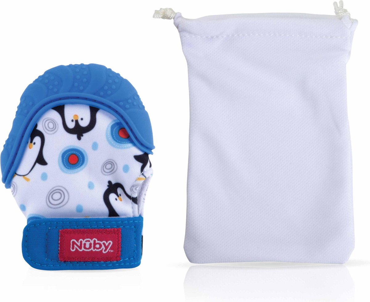 Nûby - Bijtspeeltje - Bijthandschoen Happy Hands™ - Blauw - 3m+