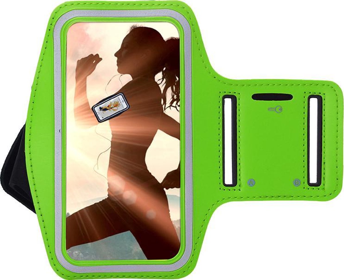 Oppo A74 5G Hoesje - Sportband Hoesje - Sport Armband Case Hardloopband Groen