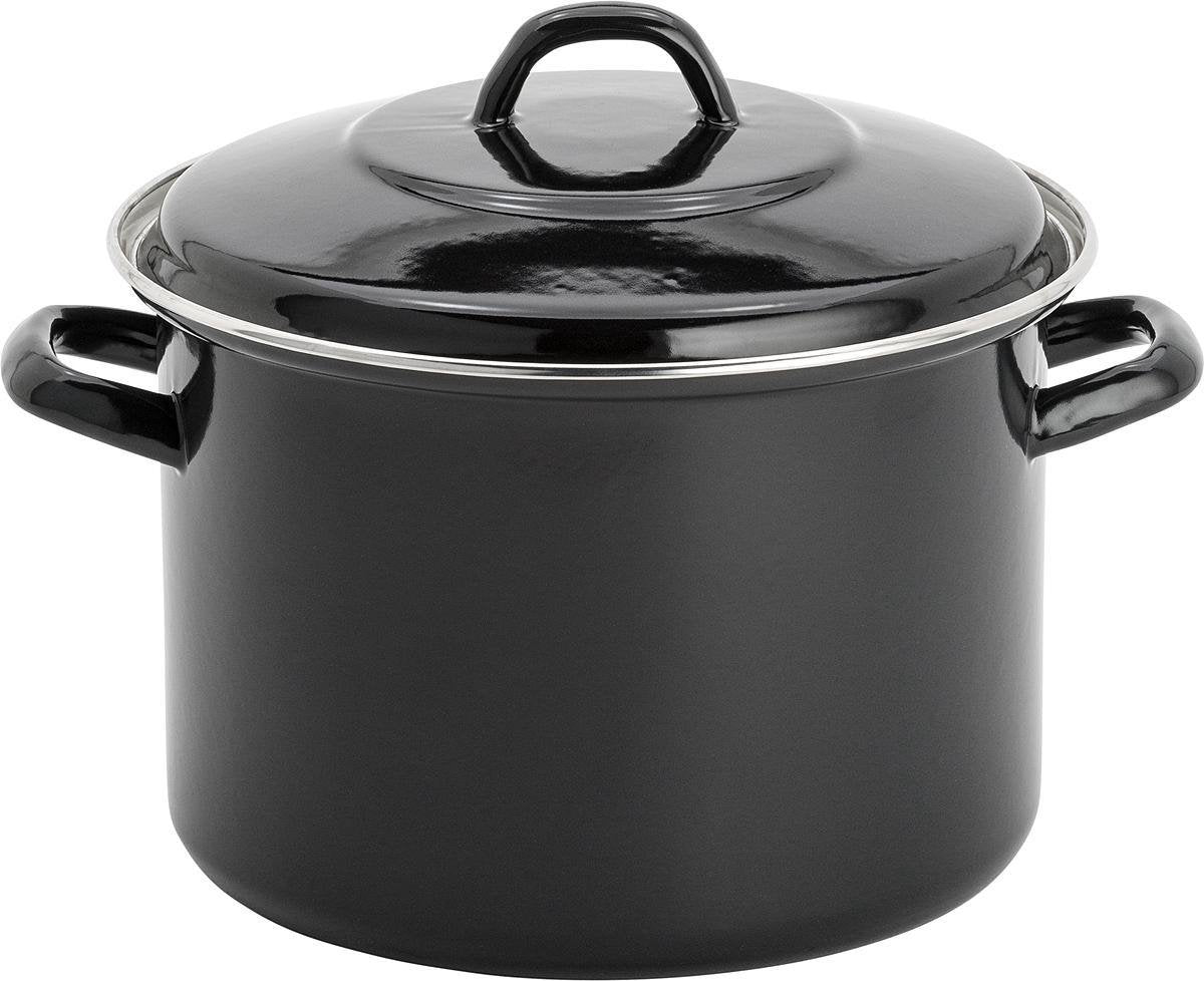 Lite-Body -  Soeppan/Stamppotpan  met deksel - 24cm/8l - Emaille - Zwart
