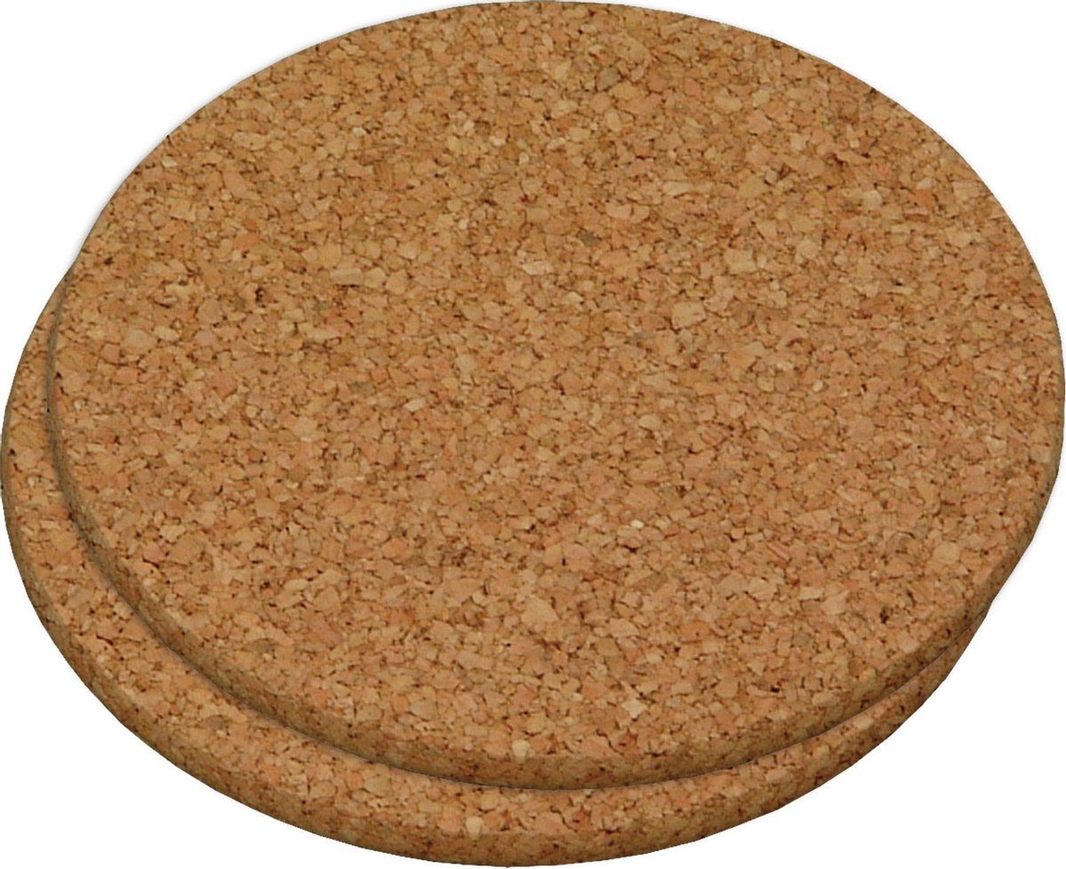 2x Ronde pannen onderzetters van kurk 18 cm - Kurken onderzetter voor op tafel