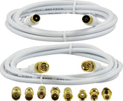 DELTACO MM-91V kabelset met RG59 kabels en adapters - 3m - Wit