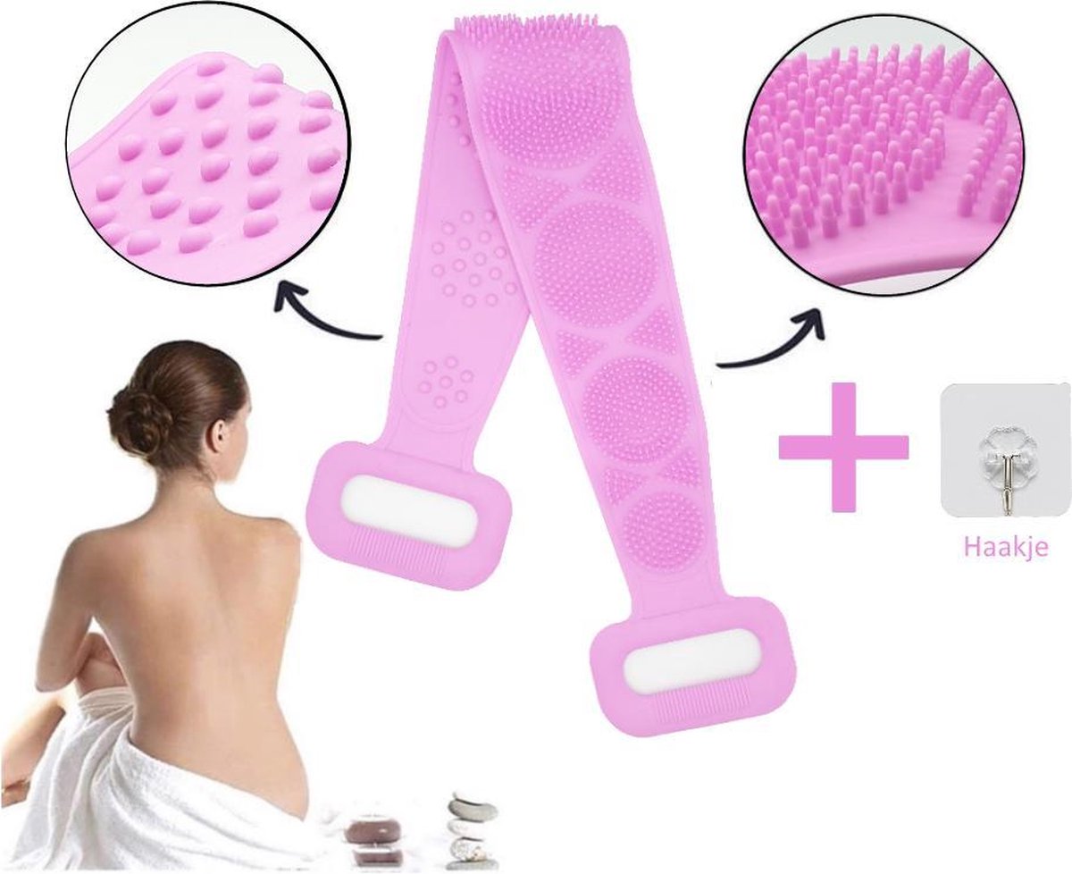 Blubs® – Scrubband – Badborstel – Dry brush – Rug Scrubber – Lichaamsborstel – Rugborstel douche – Huidborstel – Rugborstel kunststof– Doucheborstel – Siliconen borstel – Droogborstel – Massage – Paars
