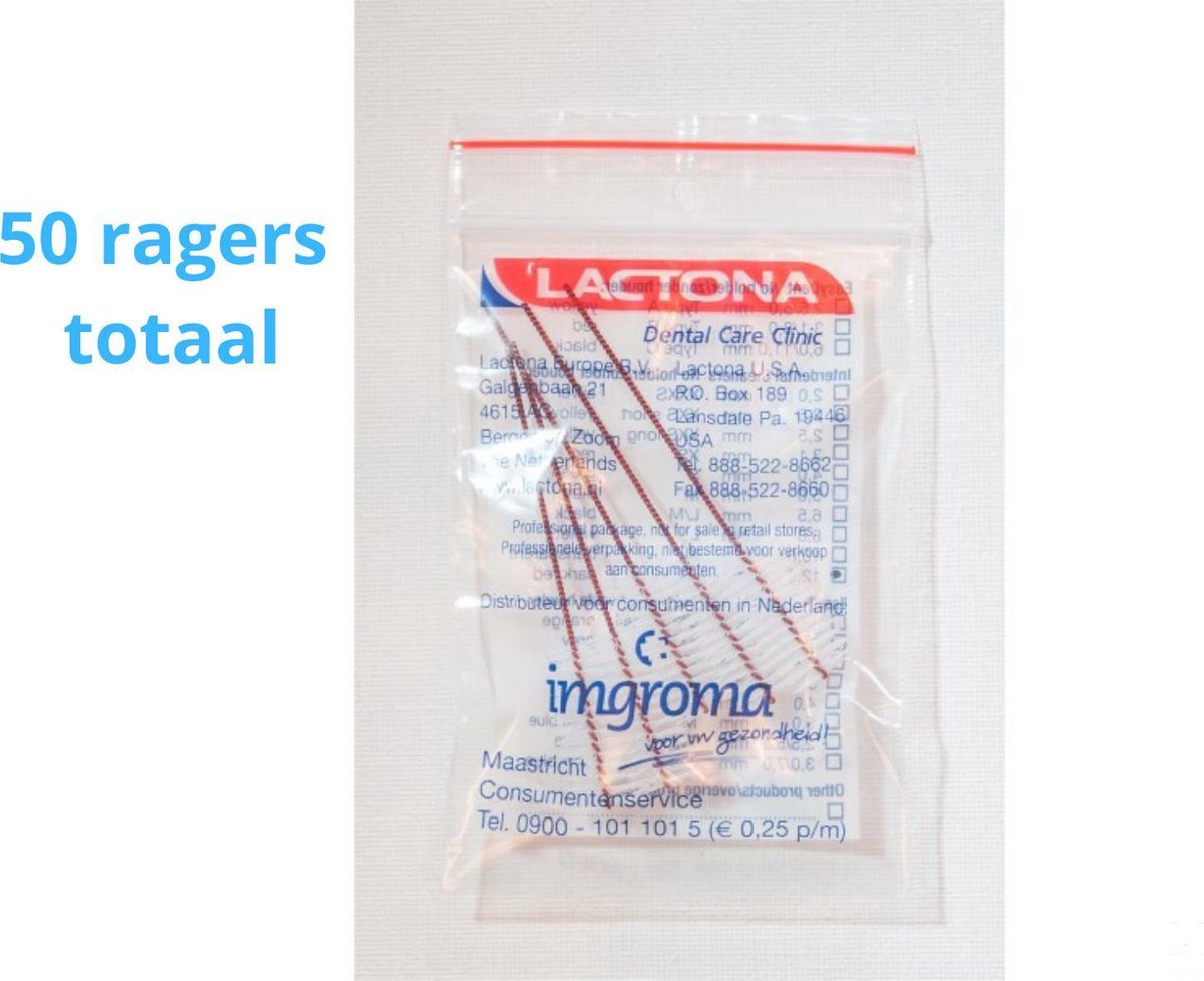 Lactona Interdentaal Ragers - XX-Large 12mm - Donkerrood - 10 gripzak x 5 stuks - Met gratis beschermhouder - Voordeelpakket