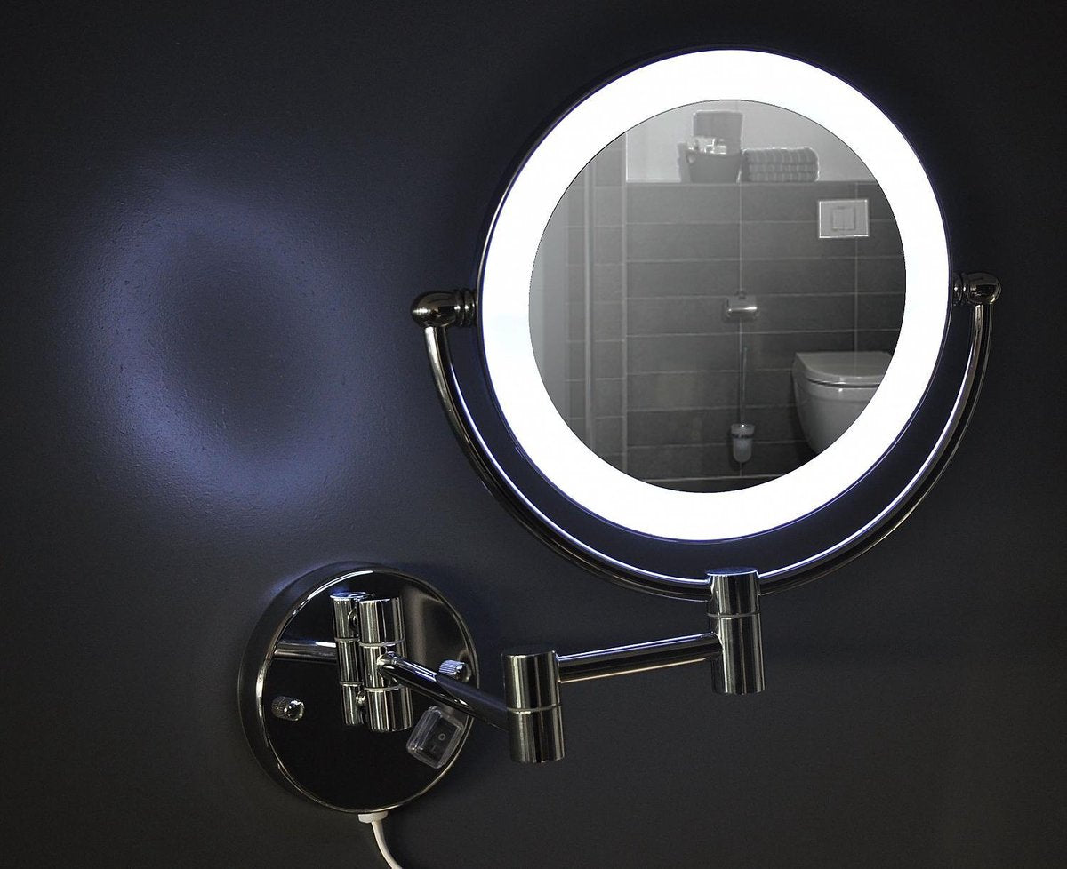 Wiesbaden scheerspiegel met LED-verlichting 5x vergrotend 20 cm