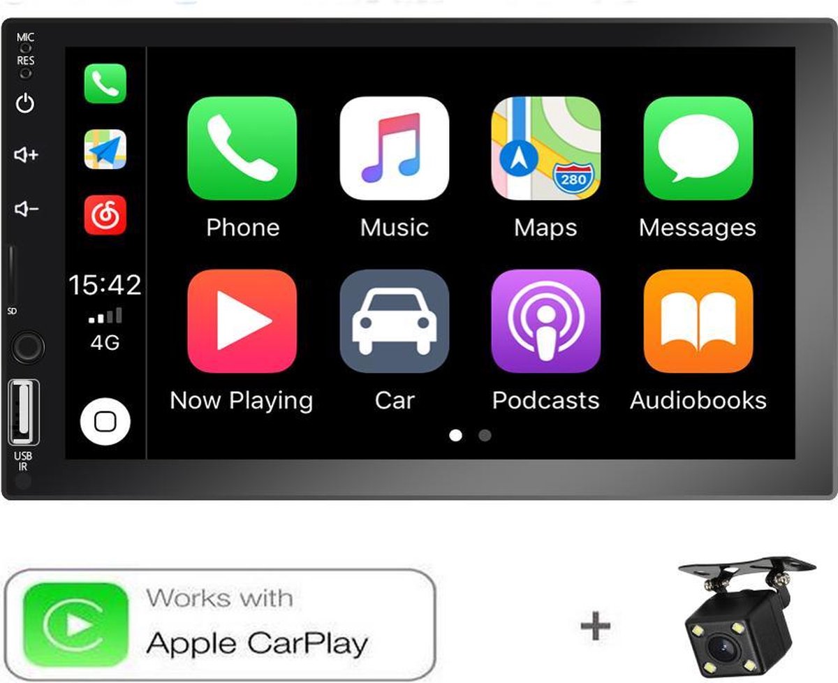 Boscer® Autoradio | 2Din Universeel | Apple Carplay | 7' HD touchscreen | USB - AUX - Bluetooth | Achteruitrijcamera