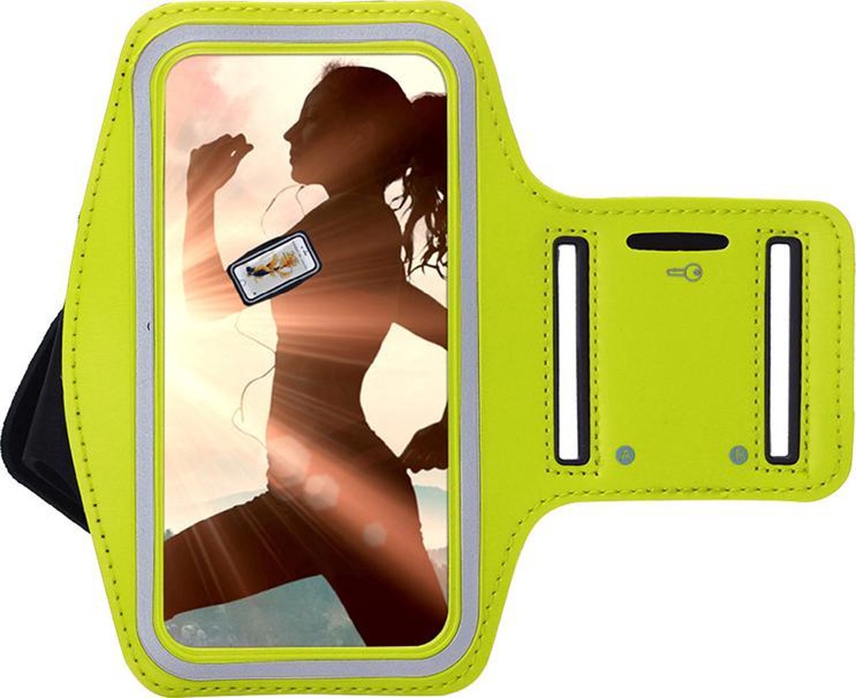 Oppo Find X3 Lite Hoesje - Sportband Hoesje - Sport Armband Case Hardloopband Geel