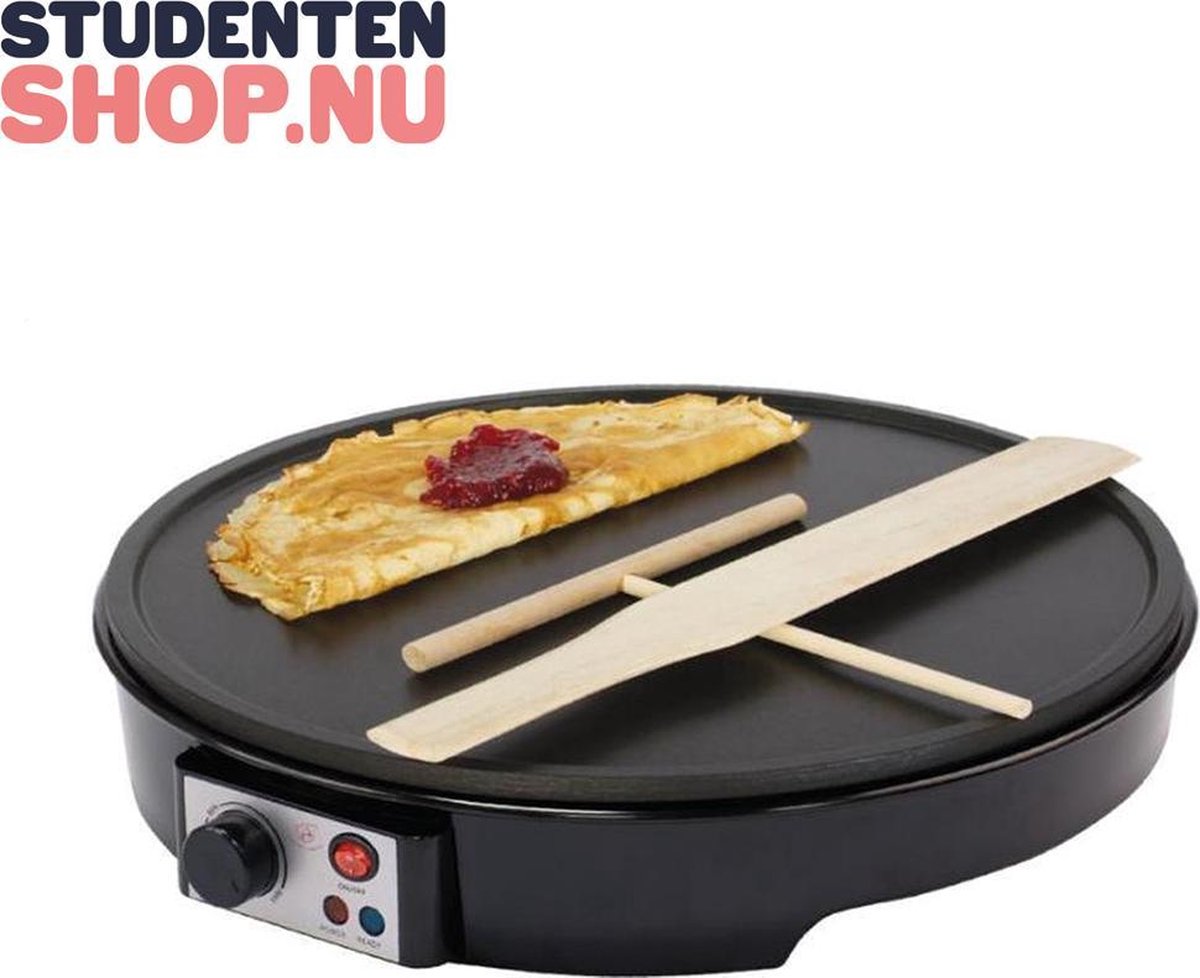 Studentenshop®| Elektrische Pannenkoeken maker | | 30cm | 1000W | Inclusief Hark en spatel