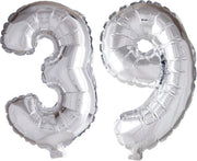 Folieballon 39 jaar zilver 86cm