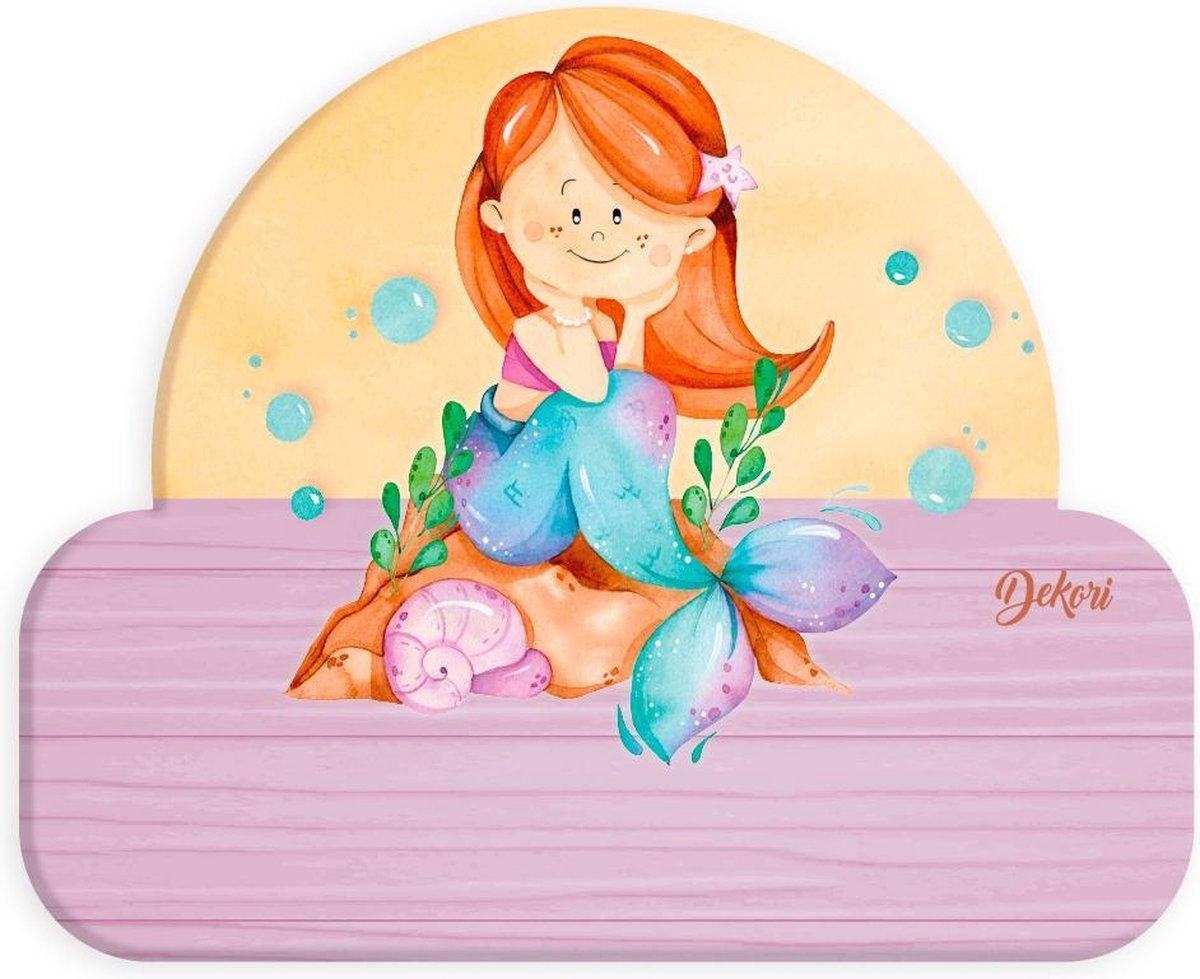 Dekori Naambord Zeemeermin Meisjes 12 X 17 Cm Hout Roze