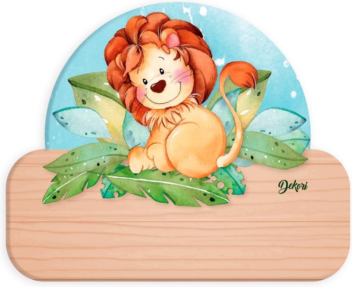 Dekori Naambord Leeuw 12 X 17 Cm Hout Bruin/oranje/lichtbruin