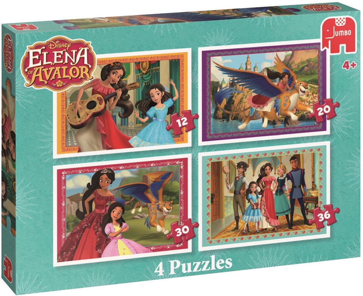 Disney's Elena of Avalor 4 in 1 - Set van 4 vormenpuzzels met 14