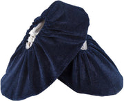 2 PAAR Lekkere zachte wasbare antislip velours overschoenen / Pantoffels  Donkerblauw maat 40-45