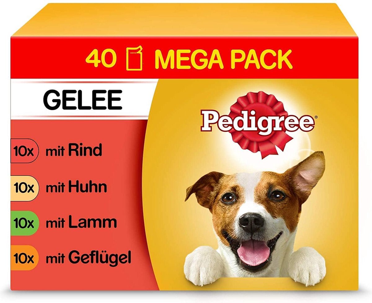 Pedigree nat hondenvoedsel 40 zakjes van 100gr = 4 kg nat hondenvoer