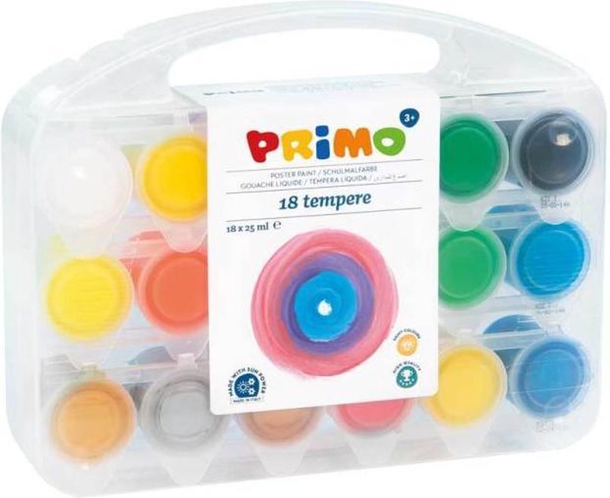 Primo - Verfset – Schoolverf 18 x 25 ml. in koffer - Basis