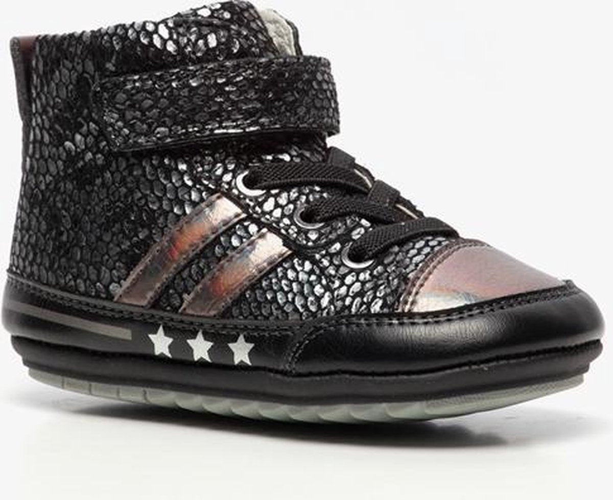 Groot leren babyschoenen met slangenprint - Zwart - Maat 19