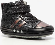 Groot leren babyschoenen met slangenprint - Zwart - Maat 19