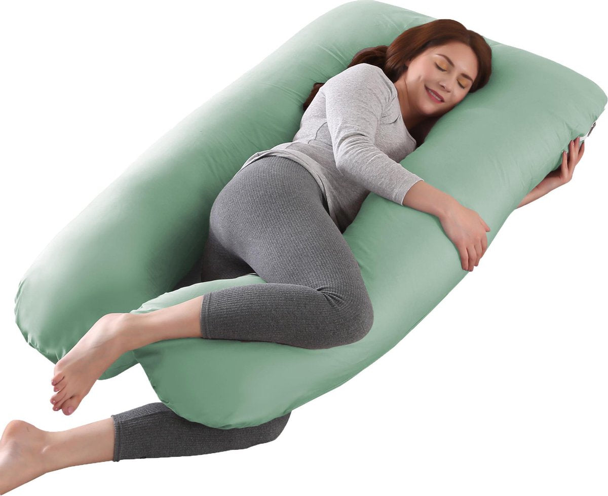 Litollo® Zwangerschapskussen XXL - Voedingskussen - Lichaamskussen - Body pillow - 280cm - Afneembare hoes - Olijfgroen
