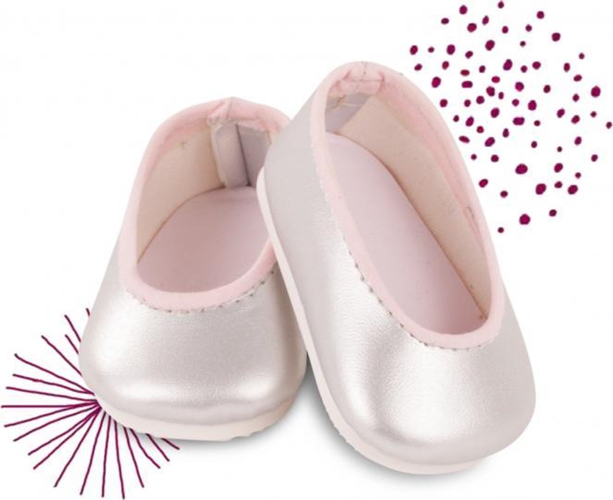 Götz modepop ballerina's zilverkleurig met roze 42-50cm