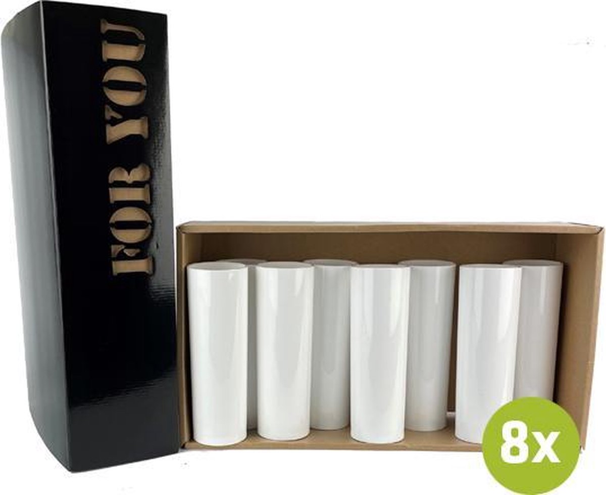 8x Longdrinkglas Cairo wit 22cl cadeauset | Onbreekbare kunststof / plastic drinkglazen