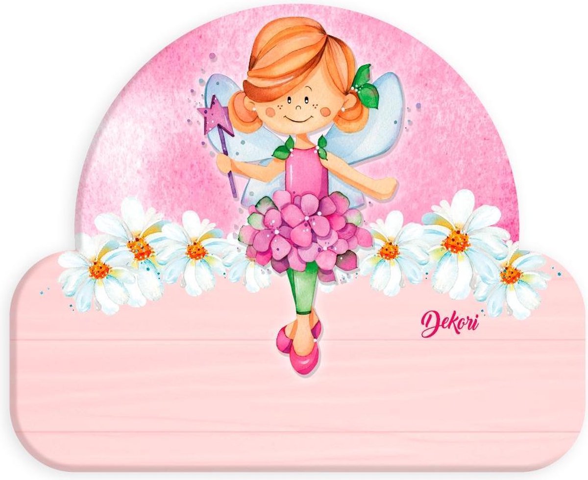 Dekori Naambord Ballerina-fee Meisjes 12 X 17 Cm Hout Roze