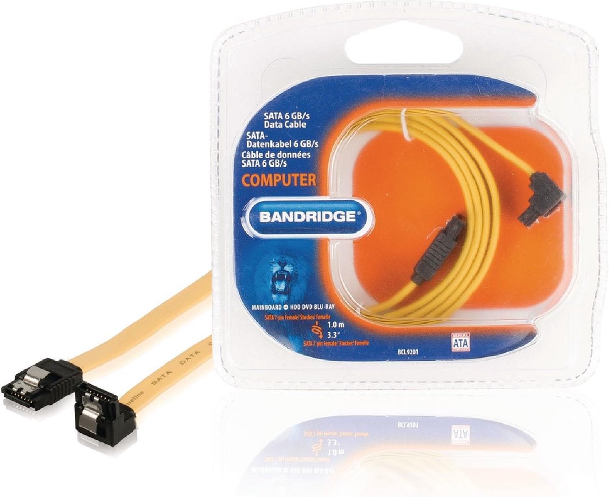 Bandridge 1m SATA SATA-kabel SATA 7-pin Geel