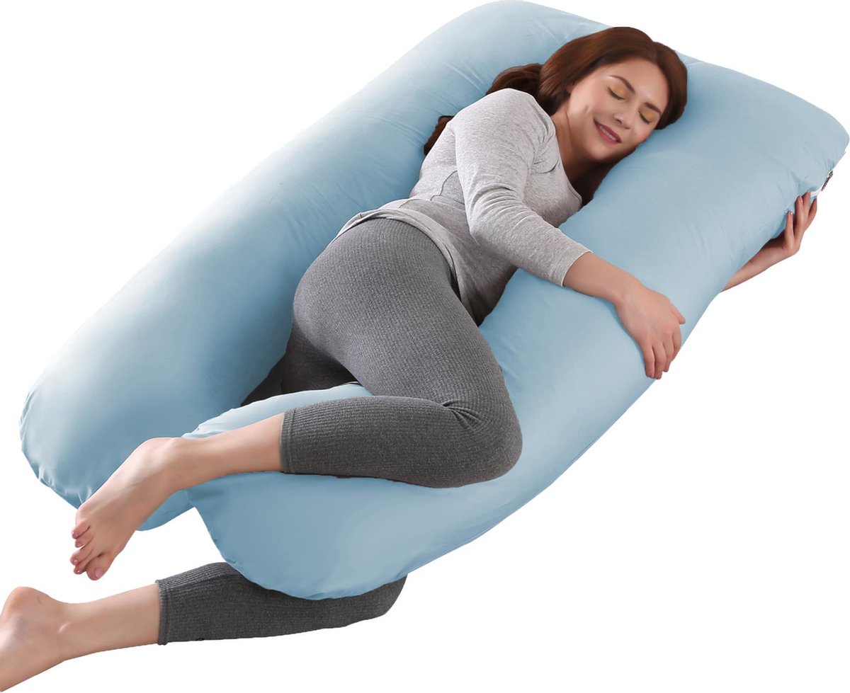 Litollo® Zwangerschapskussen XXL - Voedingskussen - Lichaamskussen - Body pillow - 280cm - Afneembare hoes - Blauw