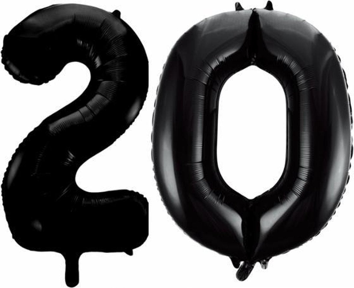 Folieballon 20 jaar zwart 41cm