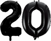 Folieballon 20 jaar zwart 41cm