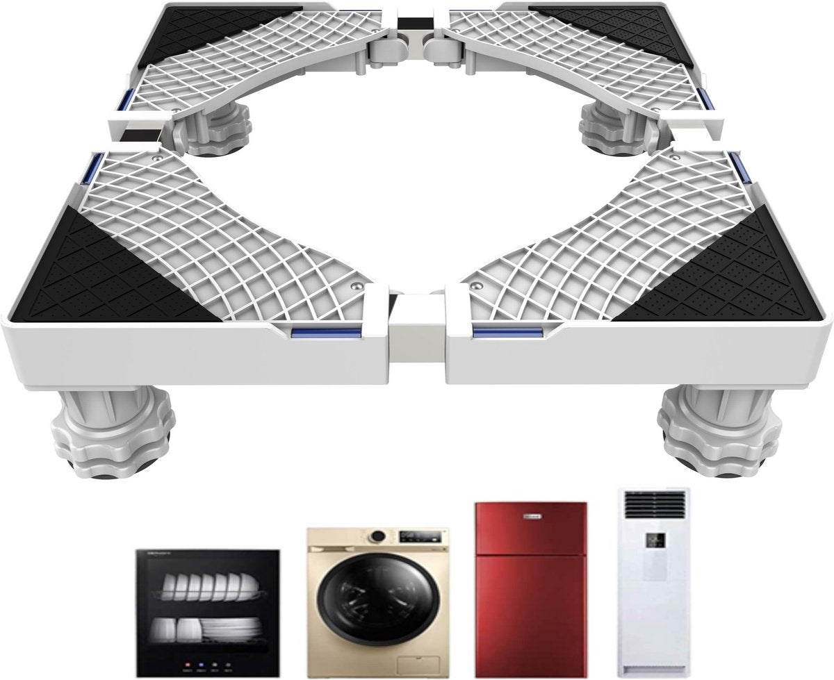Verstelbare wasmachine verhoger | 10 tot 15 cm hoog | 42 tot 68 cm breed | Tot 300 KG draagkracht | Incl. schokdempers