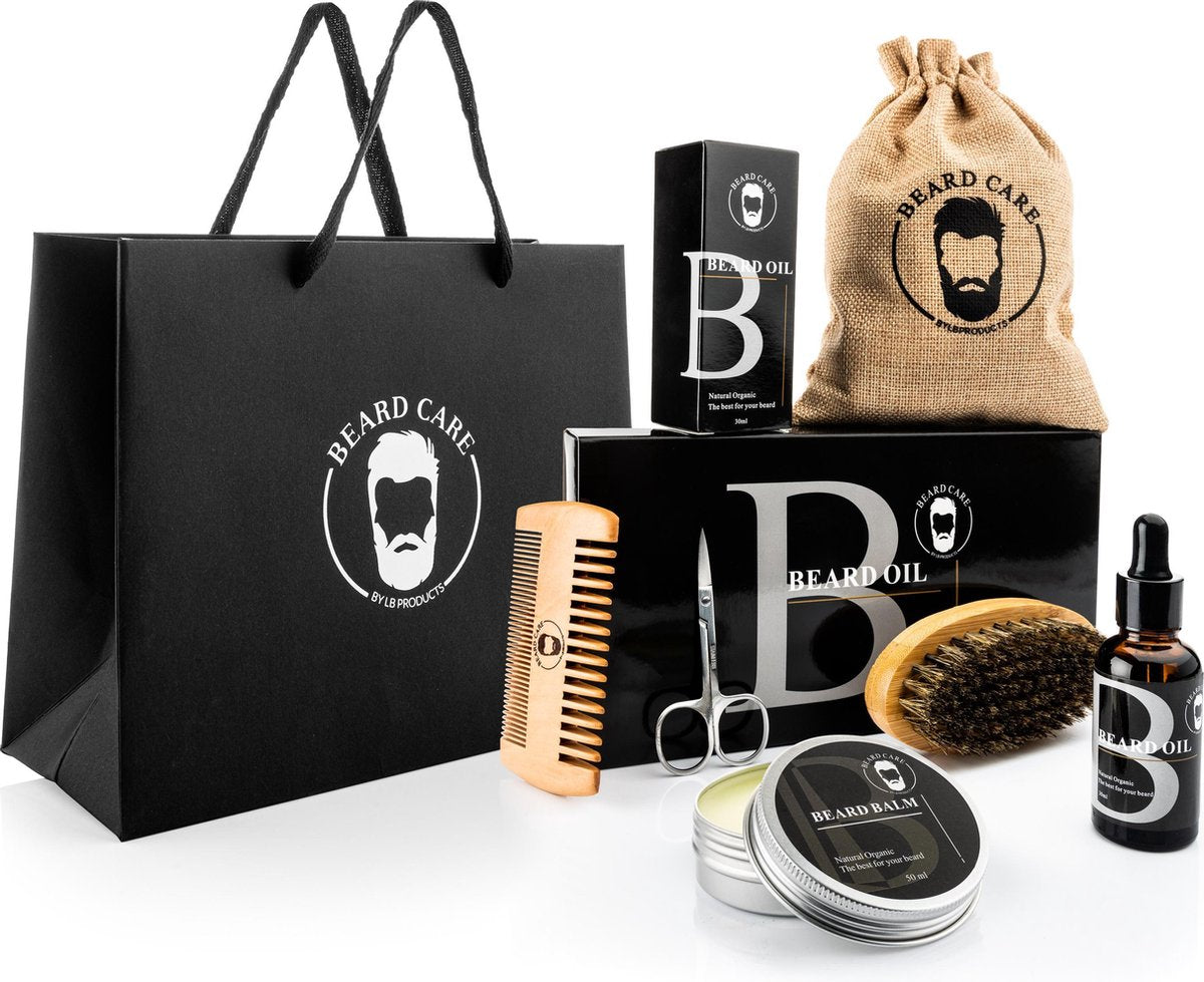 LB Products™ Gift Collection I - Baardverzorging set - Baard roller - Schaar - Baardolie - Vaderdag Cadeau - Baard balsem - 50 gr