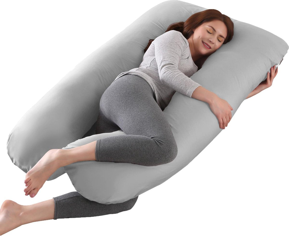Litollo® Zwangerschapskussen XXL - Voedingskussen - Lichaamskussen - Body pillow - 280cm - Afneembare hoes - Grijs
