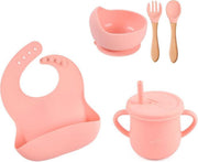 Baby Siliconen 5- delig / kinderservies voor Baby / Jongen / Meisje - Onbreekbaar - Mag in de Vaatwasser - Ovenbestendig / Antislip /Beker