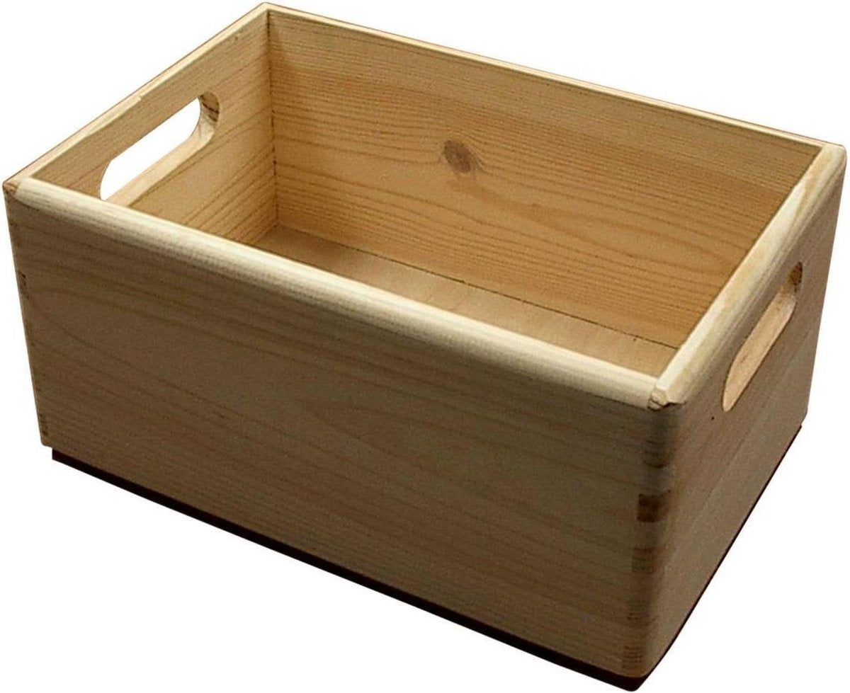 Houten opbergbox den naturel 20x30x14H cm per 2 stuks