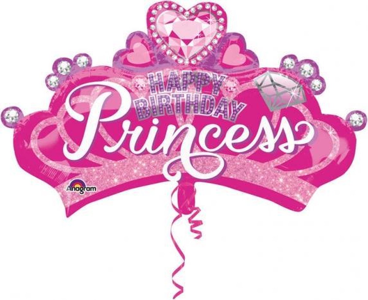 Anagram Folieballon Happy Birthday Princess 81 X 48 Cm Roze