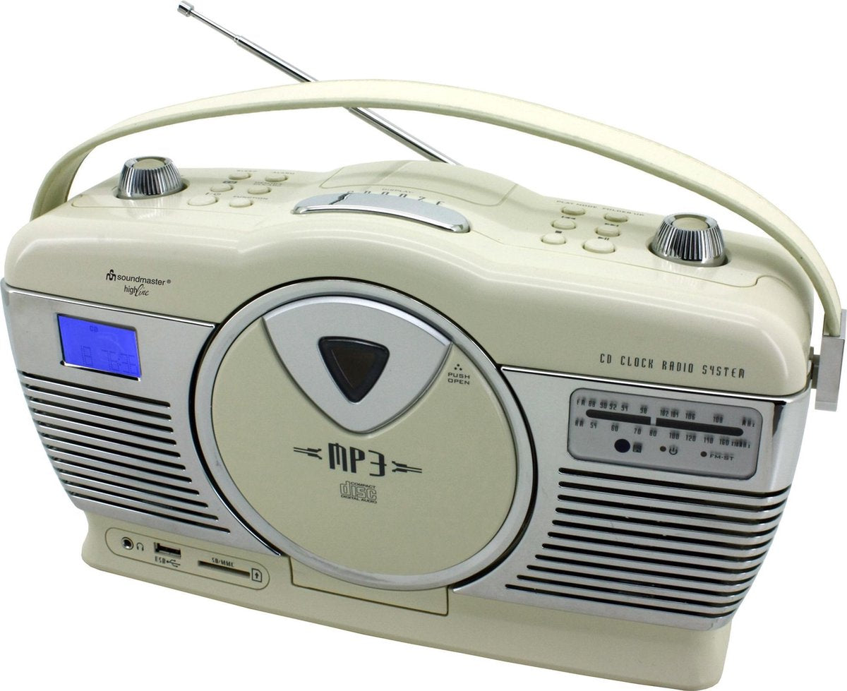 Soundmaster RCD1350BE Radio-CD Retro Draagbaar - Beige