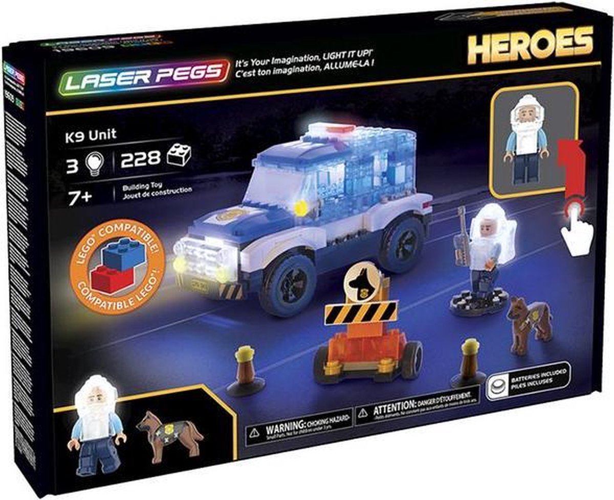Laser Pegs Heroes K9 Unit - bouwset 228 delig incl. licht