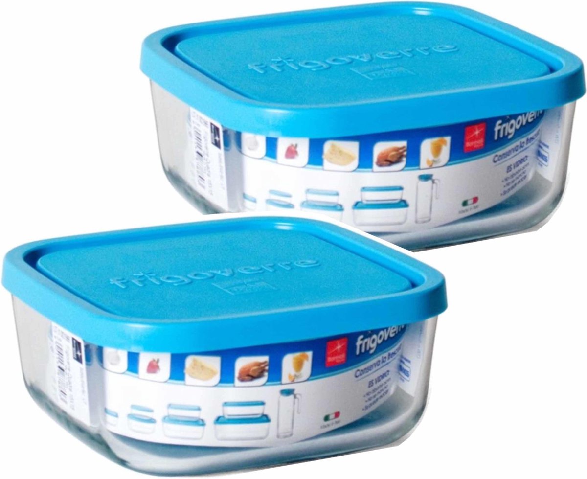2x Glazen voorraad/vershoudbakjes vierkant Vigo 3