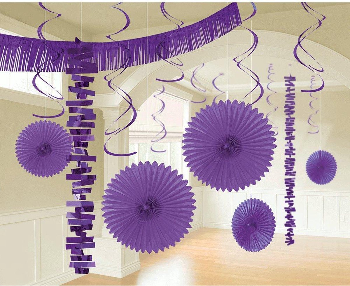 Waaiers Decoratie Kit Paars - 18 stuks