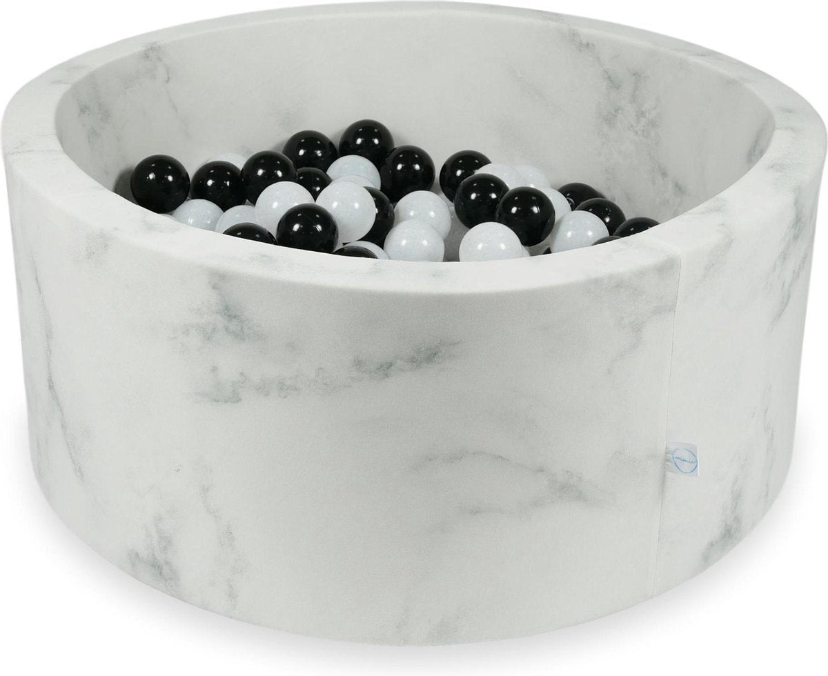 Ballenbad MARBLE 40x90 cm incl 300 ballen ballen: zwart - straciatella (wit met zwarte puntjes)