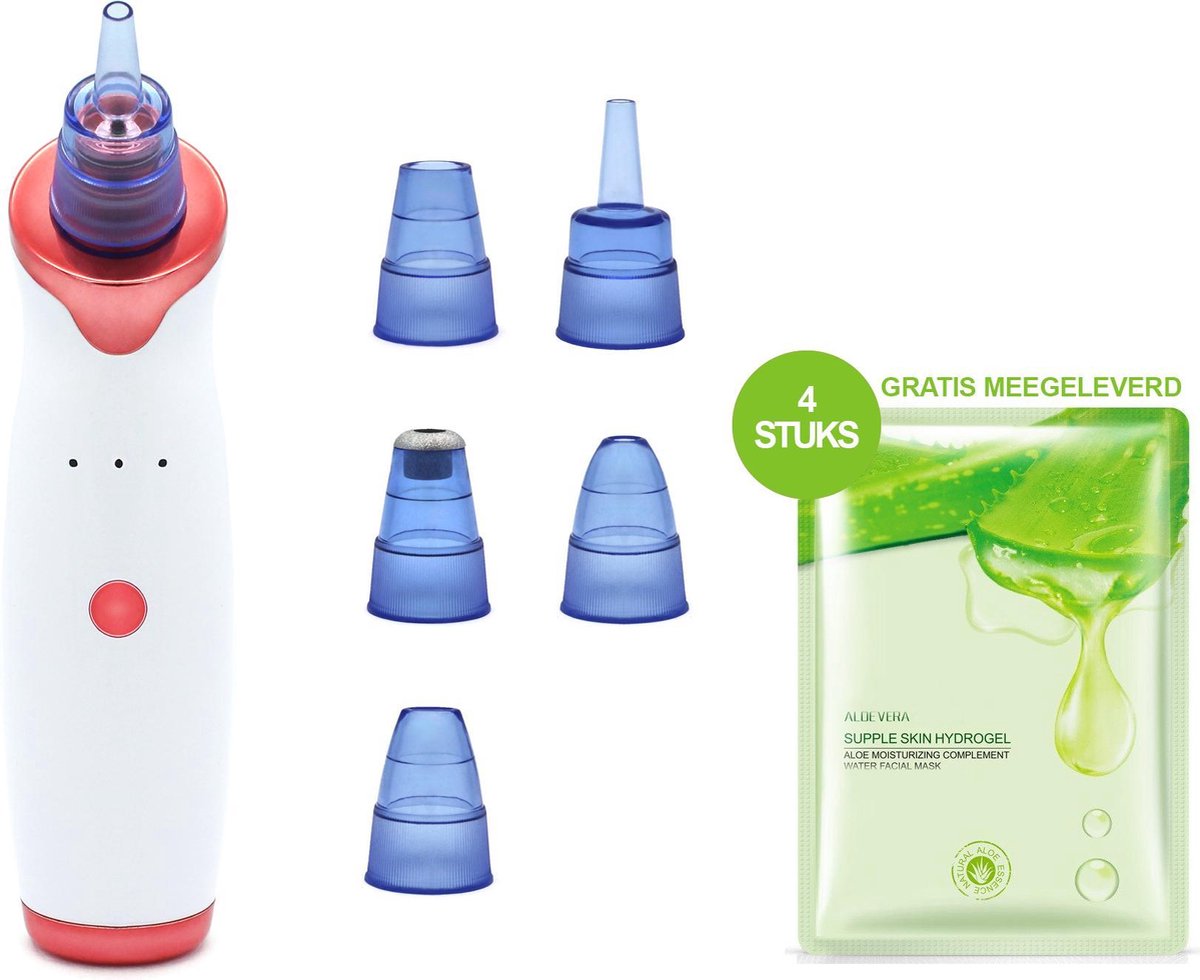 JAP Blackhead remover - Pore Suction Set met aloe vera face masks - Incl. 5 opzetstukken - Porienreiniger