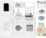 Mamabrum Houten Witte Speelgoedkeuken met Accessoires en Schort