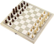 WiseGoods - Schaakbord Set 3 in 1 Opvouwbaar - Schaken - Dammen en Backgammon Cassette met Sluiting - Bordspel - 24 x 24cm