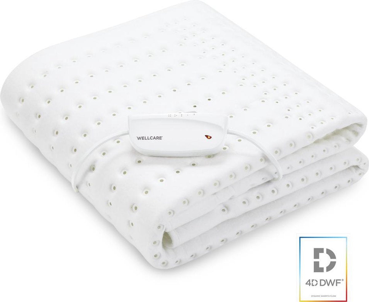 Wellcare WE167UBAHDS 1-P ECO Elektrische deken 1 persoons | Eco fleece | 120 minuten timer | 150 * 80 cm | Extra voetenwarmte | Wit