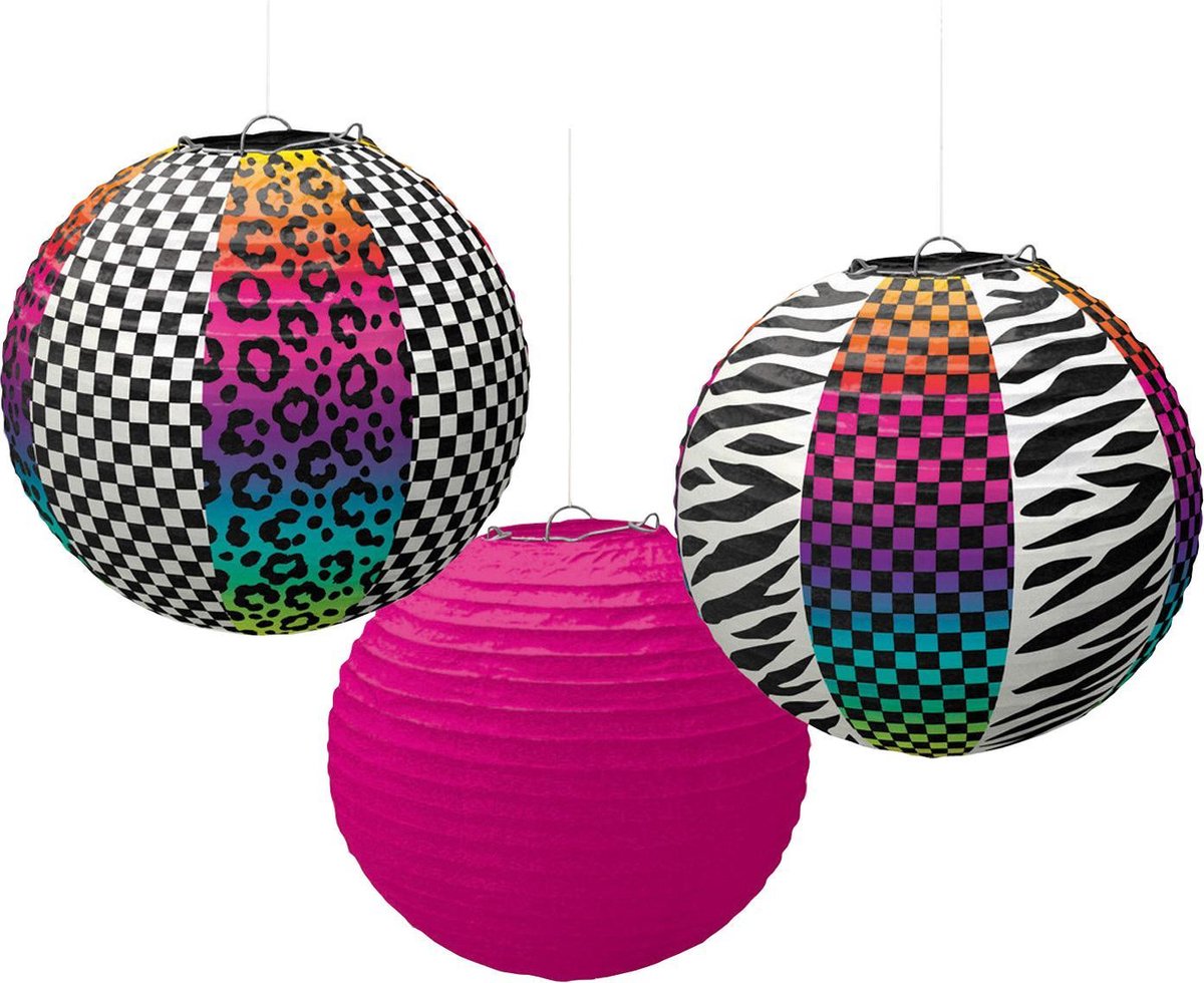 Jaren 80 Lampionnen 24cm 3 stuks