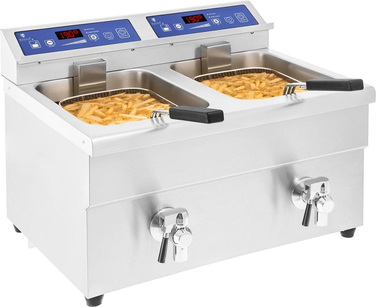 Royal Catering Inductie friteuse – 2x 10 liter – 60 tot 190°C